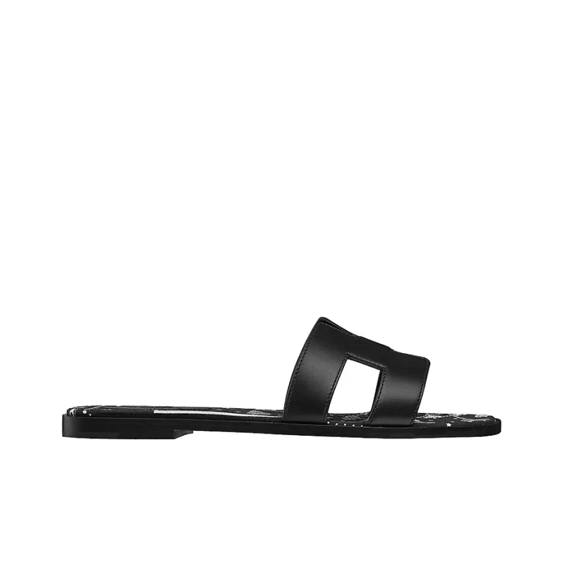 HERMES Oran Slide Slippers Women's Graffiti Black-1