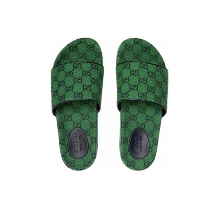 GUCCI Gg Canvas Slide Green Monogram-2