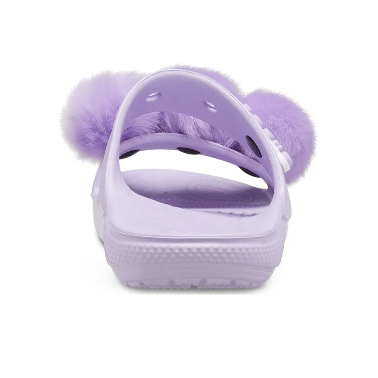 Crocs Classic Fur Sure Slip On Sandals 'Lilac' Women's-5
