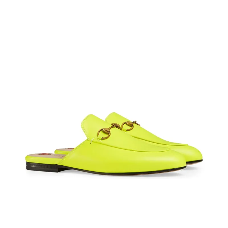 GUCCI Princetown Stylish Sandals Women's Neon Yellow-3