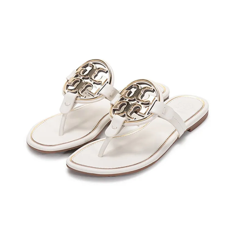 TORY BURCH Miller Metal Slip Resistant Flip Flops Women's White Gold-2