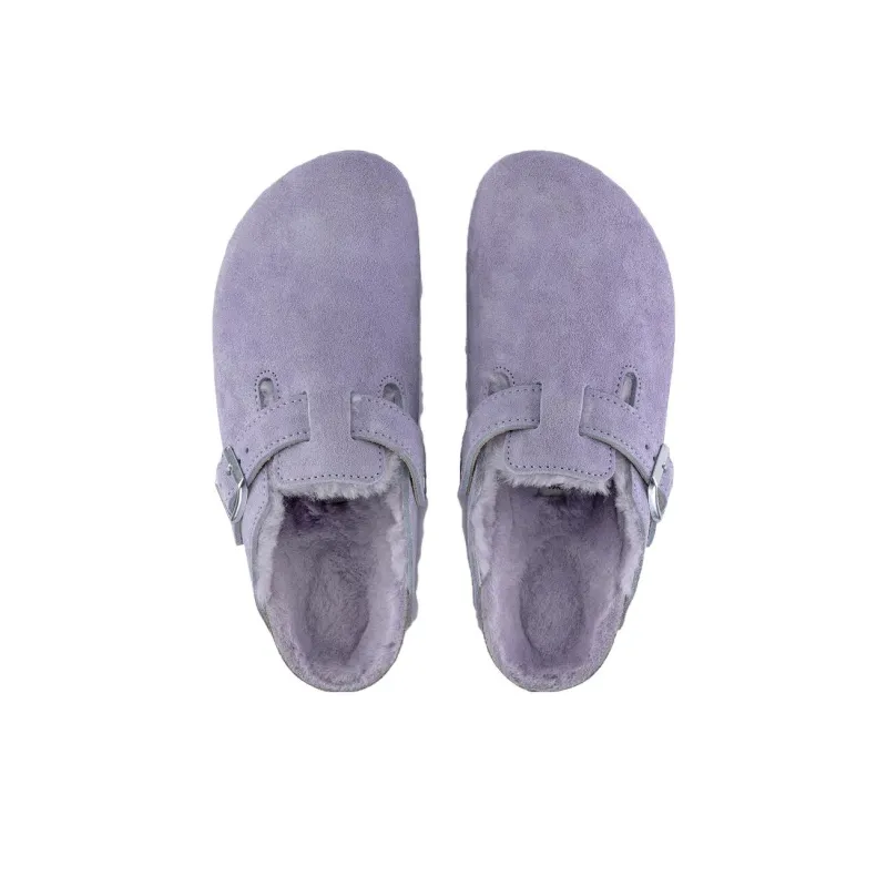 Birkenstock Boston Shearling Suede Purple Fog-3