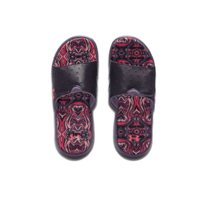 Under Armour Ignite Pro Graphic Footbed Slides 'Tux Purple Marble' Women's-3