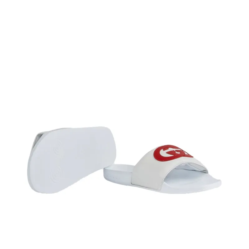 GUCCI Women's Slide 'Interlocking G White Red' Women's-4