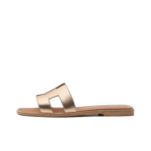 HERMES Slide Slippers Women's Gold