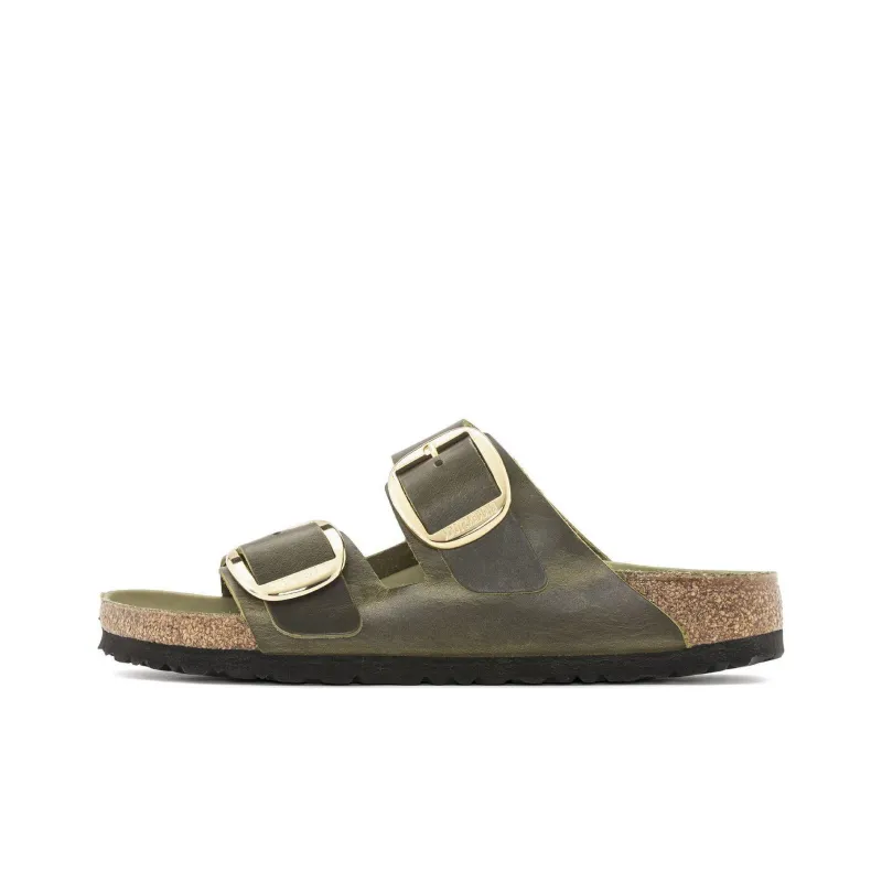 Birkenstock Arizona Big Buckle Natural Leather Oiled Narrow Fit 'Olive Green' Women's-0