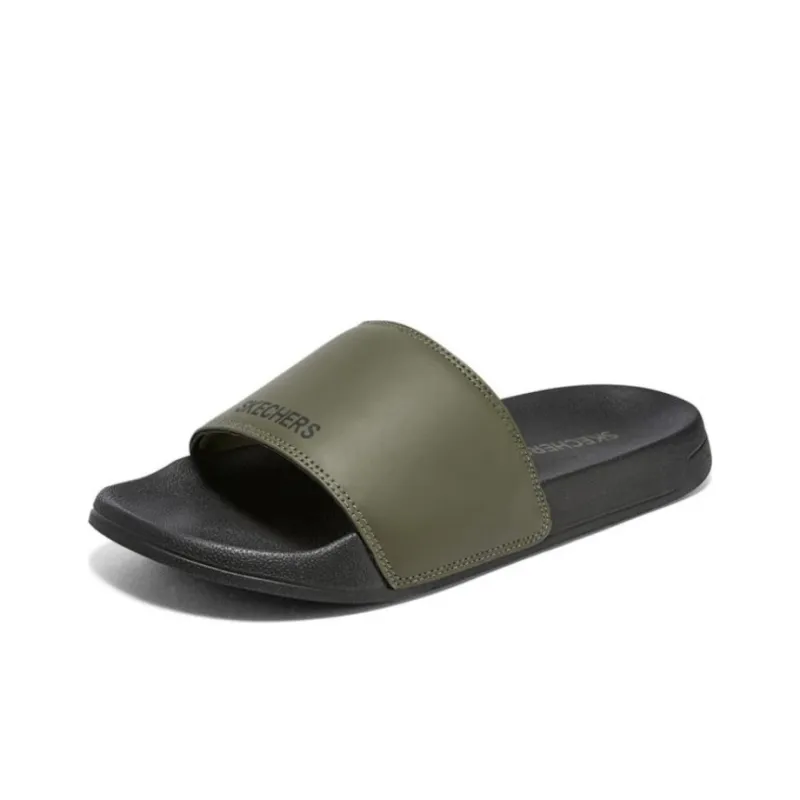 Skechers Side Lines Rubber Sole Slide Slippers Men's Olive Green-2