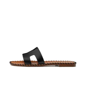 HERMES Oran Slide Slippers Women's Black Brown