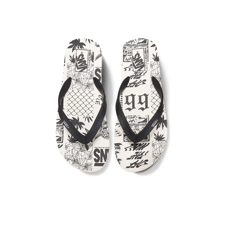 Vans Makena Fashion Unisex Black White Slippers 'Black White'-2