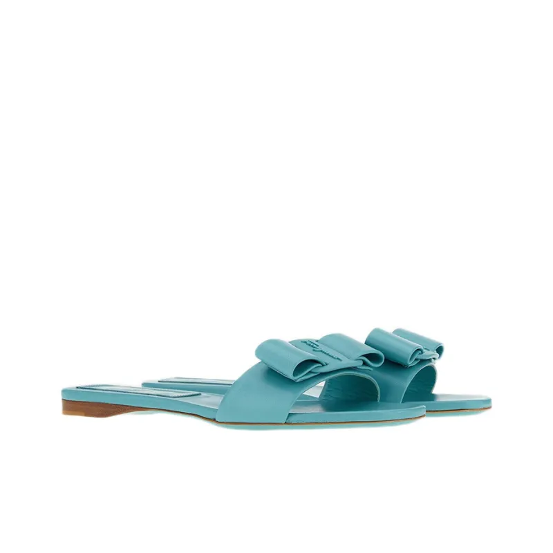 FERRAGAMO Viva Slide Slippers Women's Blue-2