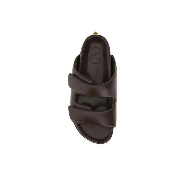 Valentino Roman Stud Slip Resistant Slide Slippers Men's Chocolate-4