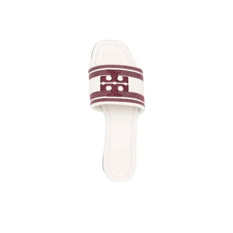 TORY BURCH Logo-embroidered Open-toe Flat Slides-3