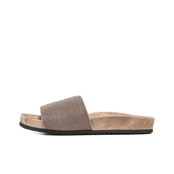 Brunello Cucinelli Rubber Sole Quick Dry Slide Slippers Women's Umber