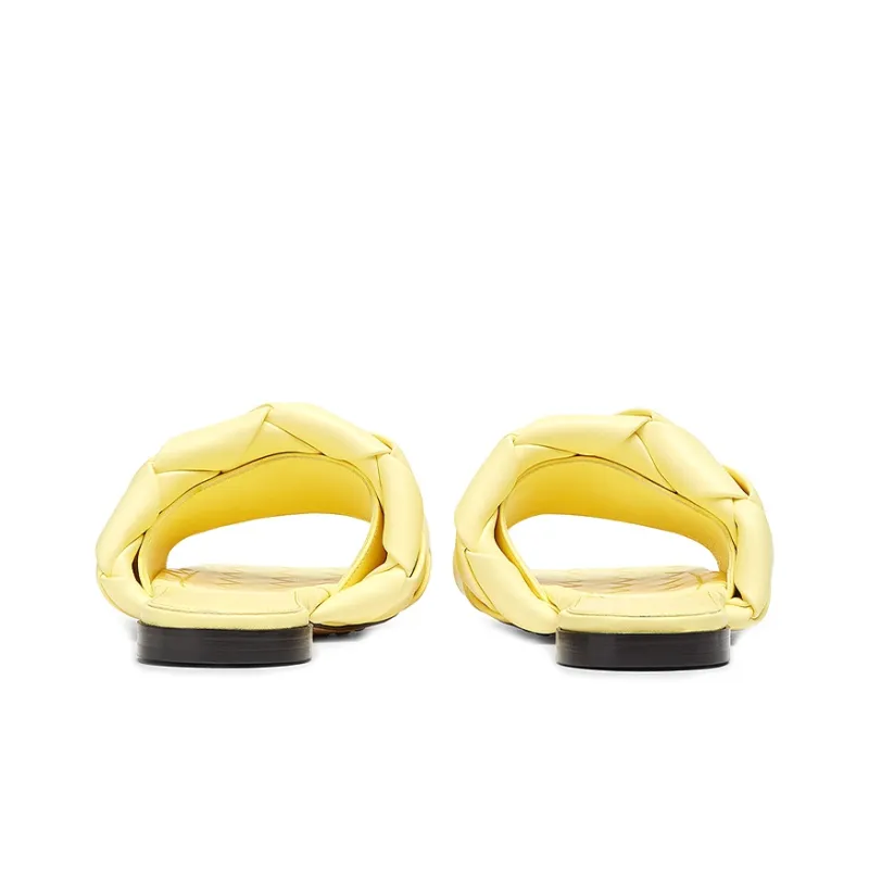 Bottega Veneta Lido Slide Slippers Women's Yellow-4