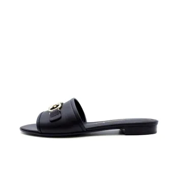 FERRAGAMO GANCINI Genuine Leather Sole Slip Resistant Stylish Sandal Women's Black