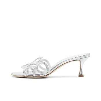 MANOLO BLAHNIK Slide Slippers Women's Silver