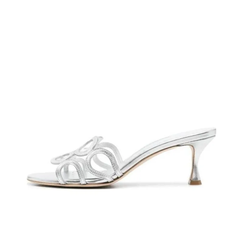 MANOLO BLAHNIK Slide Slippers Women's Silver-0