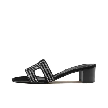 HERMES Oasis Slide Slippers Women's Black Silver