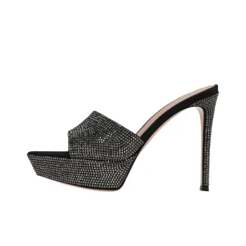 GIANVITO ROSSI Crystal Tracey Quiet Slide Slippers Women's Black