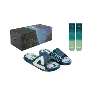 PEAK x UZIS Slide Slippers Men's Port Blue Socks Gift Box Set