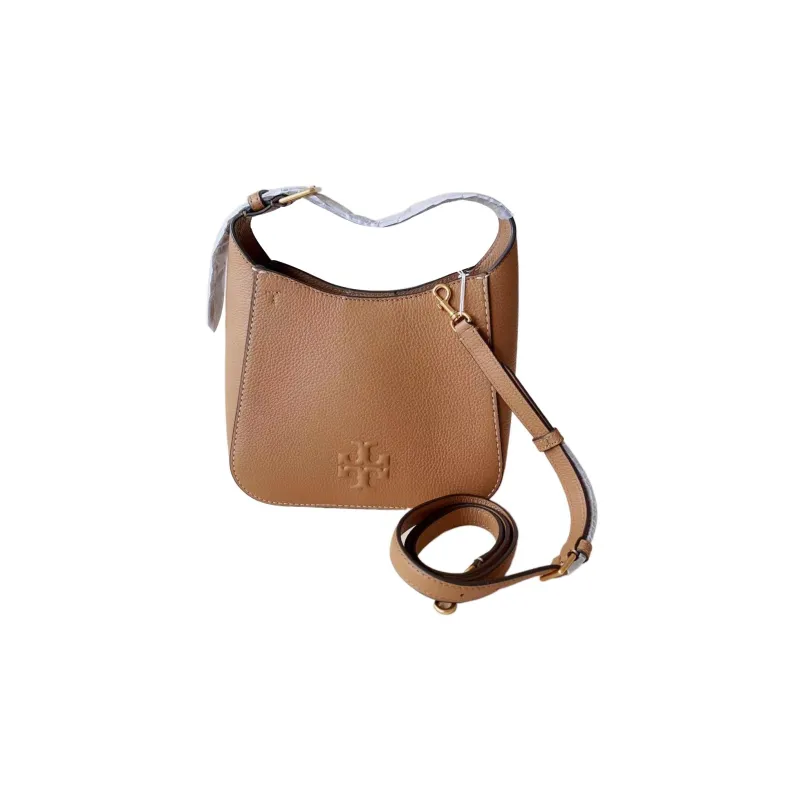 TORY BURCH Thea Leather Bucket Bag Handbag Shoulder Bag Women's Brown-0