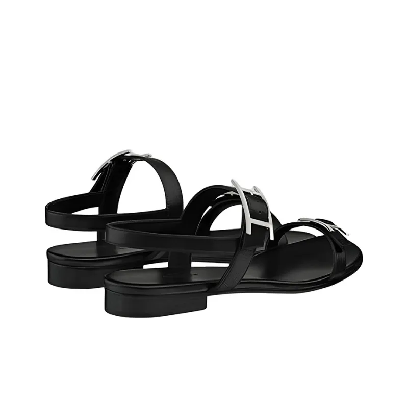 HERMES Cristal Strap Sandals Women's Black-3