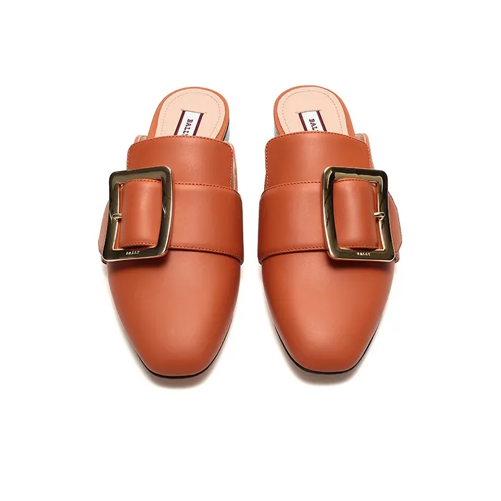 BALLY Closed Toe Slippers Women's Orange Red-3