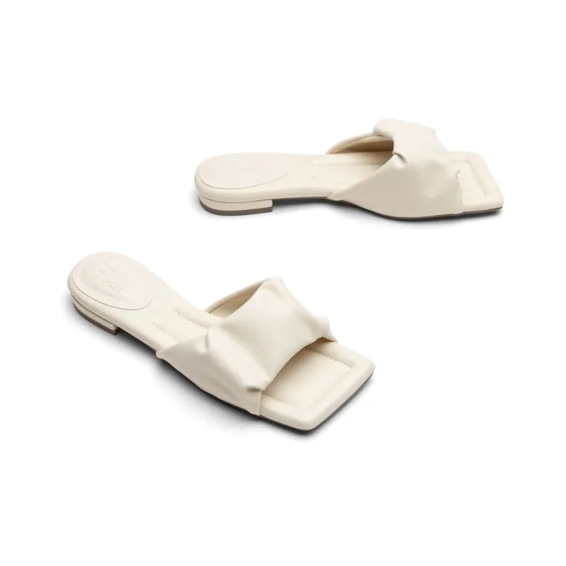 TOOMANYSHOES Slide Slippers Women's Ecru/Light Blue/Peach Red-1