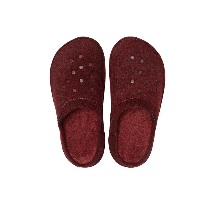 Crocs Classic Casual Thicken Stay Warm Unisex Wine Red Slippers-4