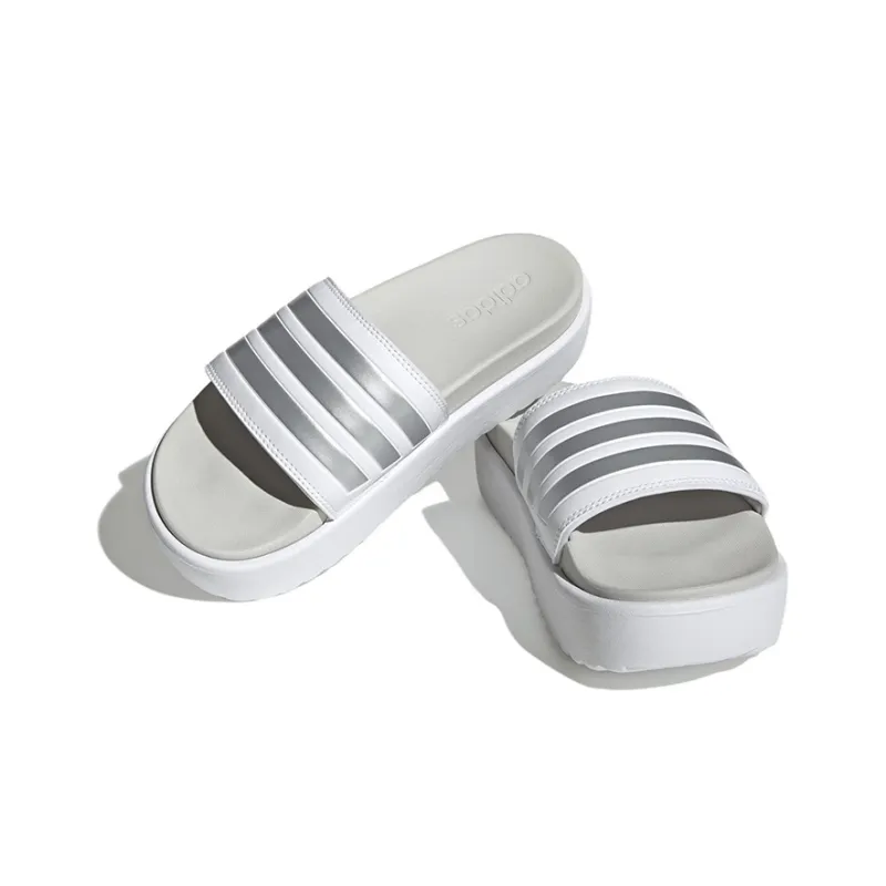 Adidas Adilette Platform Slides Cloud White Zero Metalic Grey Women's-2