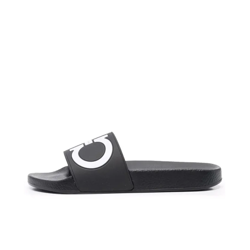 FERRAGAMO Gancini print Open toe Slides-0