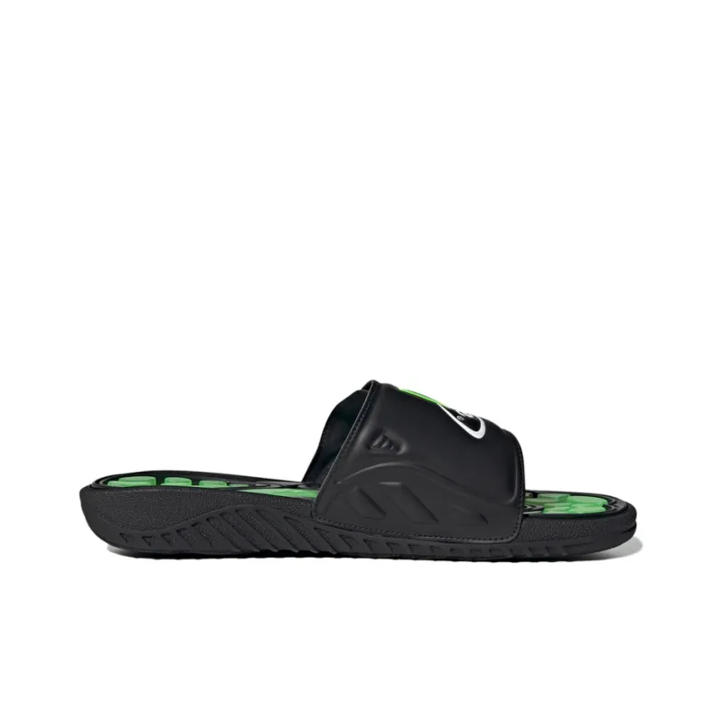 Adidas Reptossage Slides Cozy Wear Resistant Flat Heel Sports Slippers Unisex Black Green-1