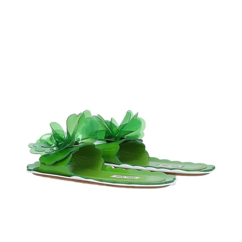 MIU MIU Slide Slippers Women's Green-3