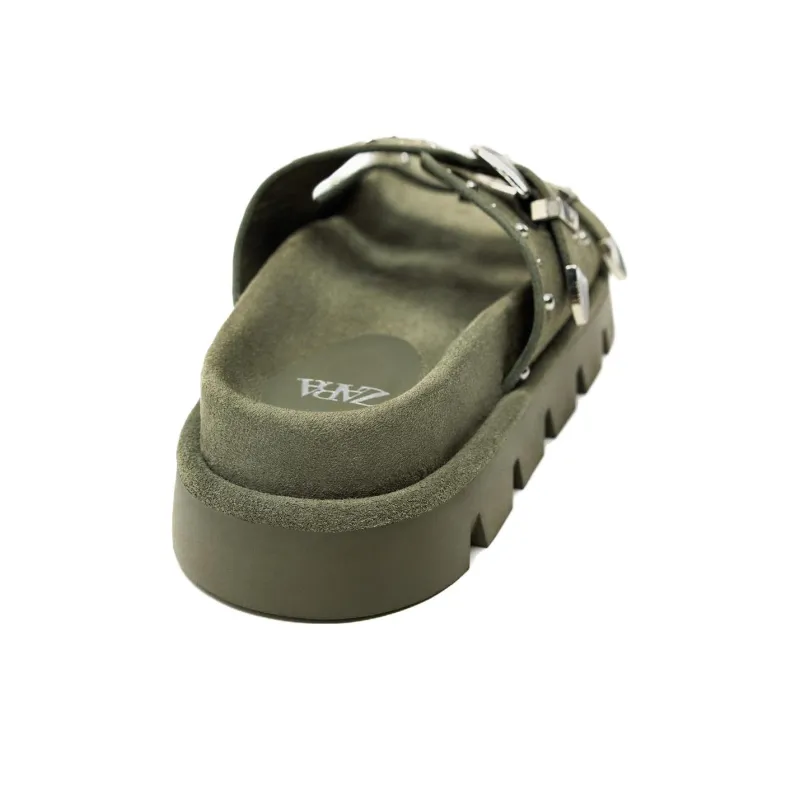 ZARA Trf Rubber Sole Slide Slippers Women's Khaki Green-4