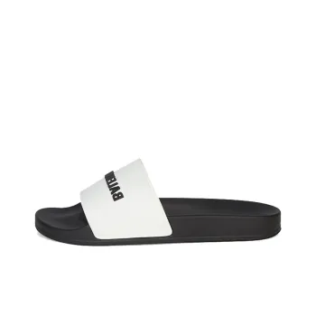 Balenciaga Pool Slides Logo White Black