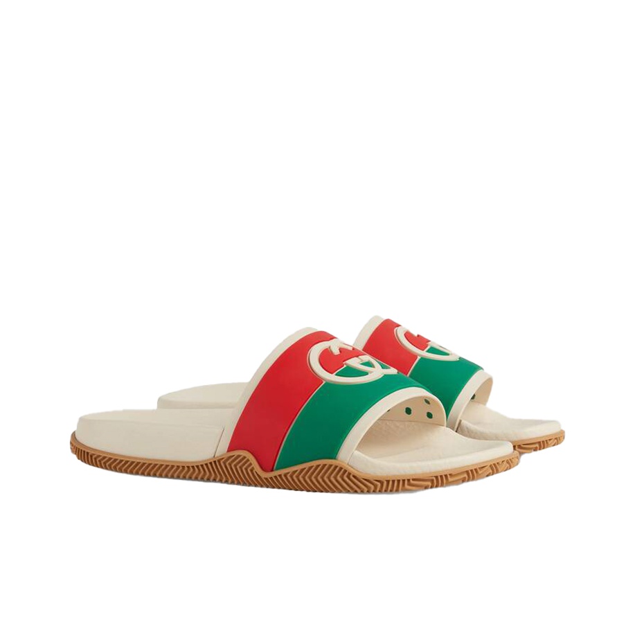 GUCCI Slide 'Interlocking G - White Red Green' Women's - POIZON