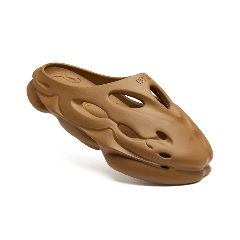 EQLZ EQUALIZER Quiet Abrasion Resistant Slide Slippers Unisex Fallen Leaves Brown-1