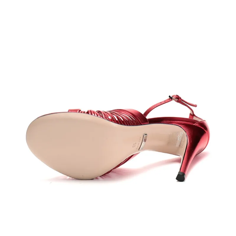 GUCCI One Strap Sandals Women's Red-4