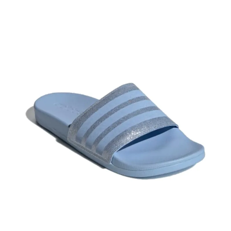 Adidas Adilette Comfort Slides '3 Stripes Shimmer Glow Blue' Women's-1