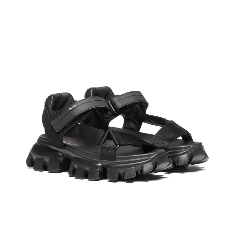 PRADA Cloudbust Thunder Sandal Black Nylon-2