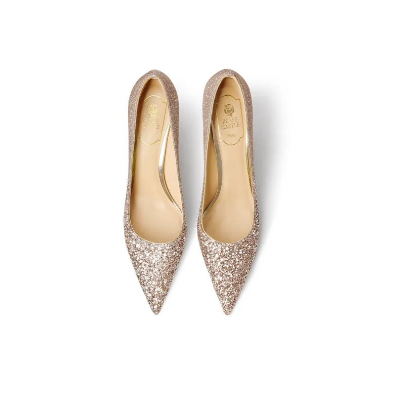 ROSE CASTLE Slim Heel High Heels Women's Gold-3