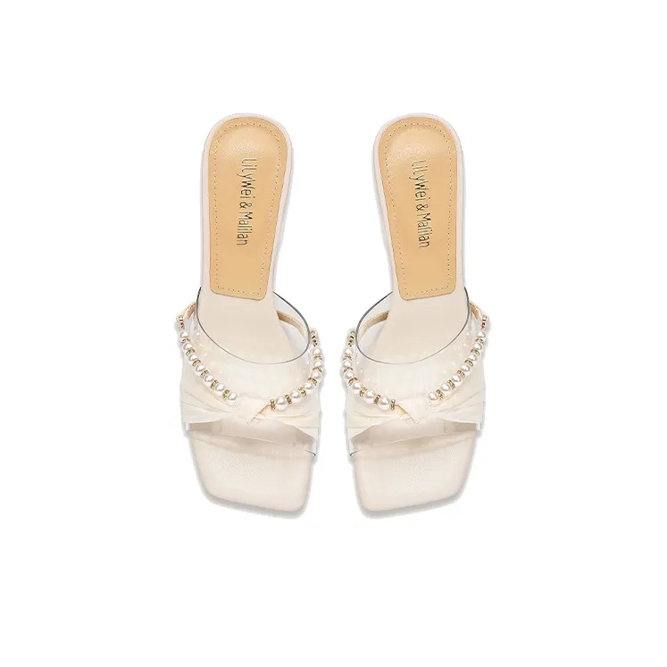 Lily Wei Slide Slippers Women's Ecru-2