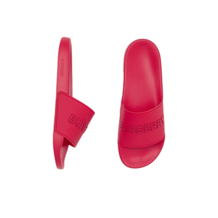 Burberry Embossed Logo Slides Bright Red-3