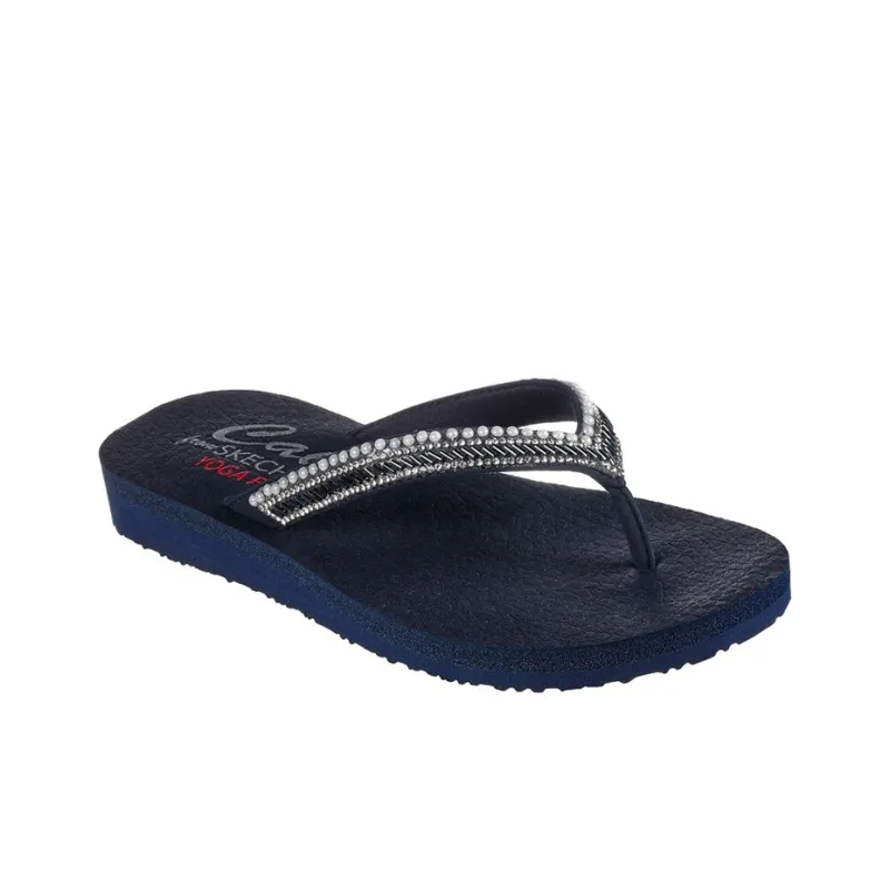 Skechers Meditation Rubber Sole Quiet Slide Slippers Women's Navy Blue-2