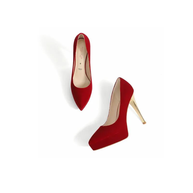 PJJUU Slim Heel High Heels 12cm Women's Burgundy-3