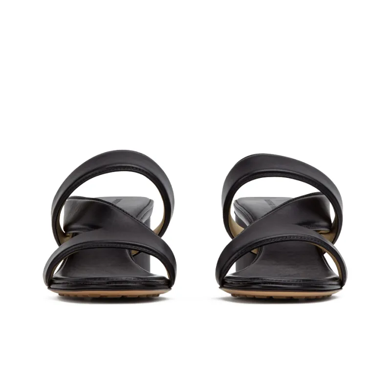 Bottega Veneta Leather Crossover Strap Sandal Black Women's-3