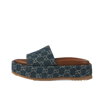 GUCCI Women's Platform Slide Sandal 'Allover Gg Denim' Women's