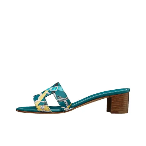 HERMES Wmns Oasis Sandals Blue Female A word slippers