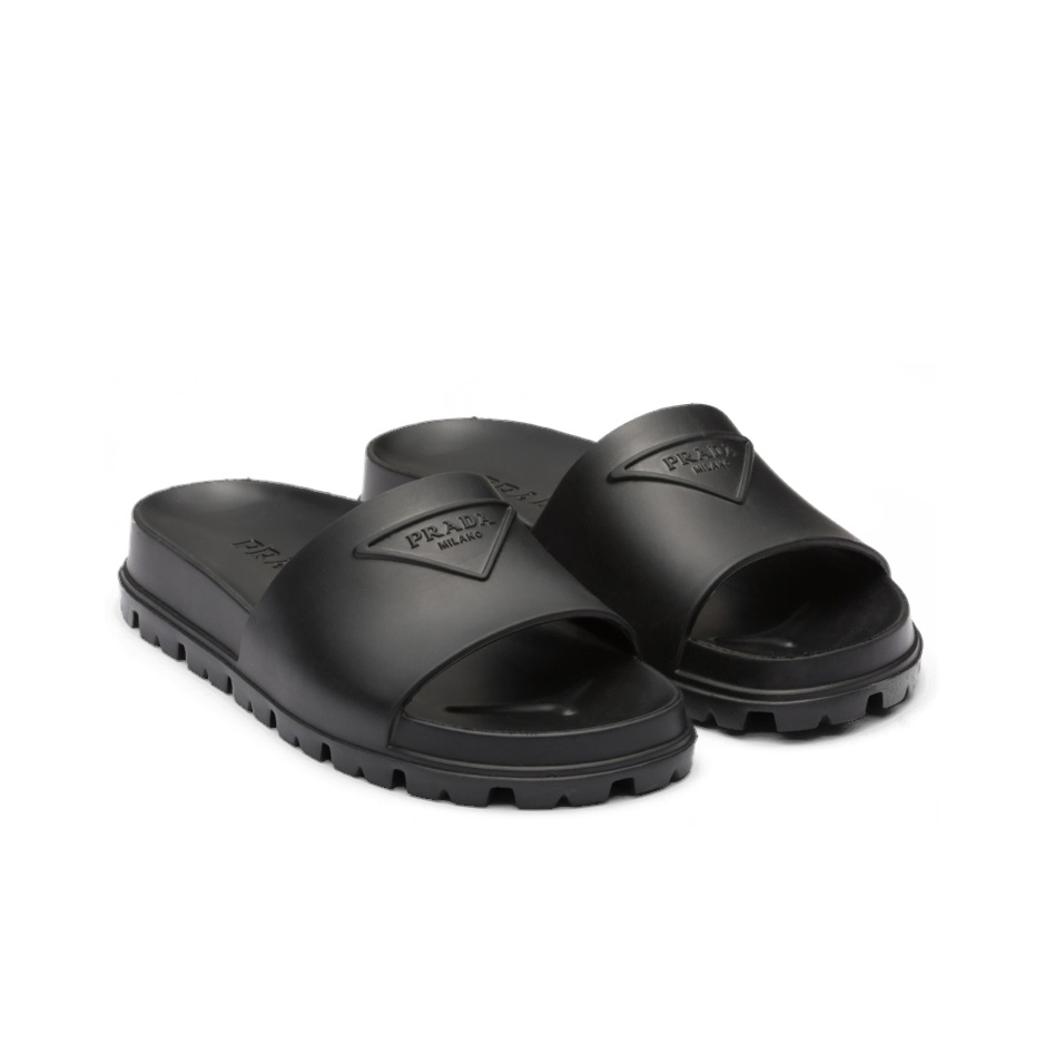【希少】 PRADA Soft slides スライド ラバー ブラック ロゴ 希少】 PRADA Soft slides スライド ラバー ブラック ロゴ