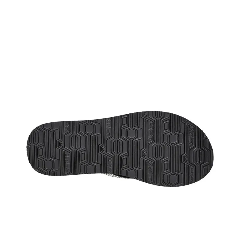 Skechers Meditation Rubber Sole Slip-Resistant Slide Slippers Women's Black Silver-4